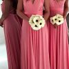 Homrain A-Line Covertible Long Pleated Chiffon Boho Bridesmaid Dress | Bridesmaid Dresses 2024