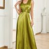 Homrain Sparkly Sheath Long Satin Prom Dress | Green Prom Dresses