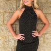 Homrain Halter Open Back Sequins Homecoming Dress | Black Hoco Dresses