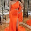 Homrain One Shoulder Mermaid Prom Dress With Hollow-Out Back | Orange Prom Dresses