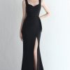 Homrain Sleeveless Simple Prom Dress With Slit | Black Prom Dresses