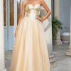 Homrain Princess A Line Sweetheart Long Prom Dress | Gold Prom Dresses