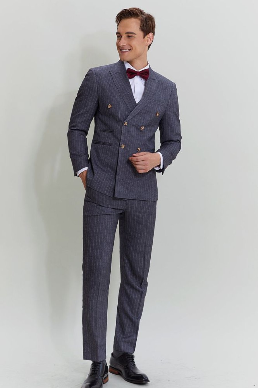 Homrain Men'S 3 Piece Pinstripe Suit | Wedding Suits