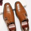 Homrain Monk Strap Men'S Leather Slip-On Dress Shoes | Men'S Shoes