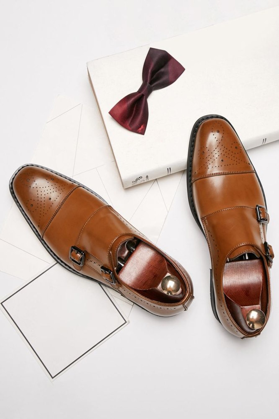 Homrain Monk Strap Men'S Leather Slip-On Dress Shoes | Men'S Shoes