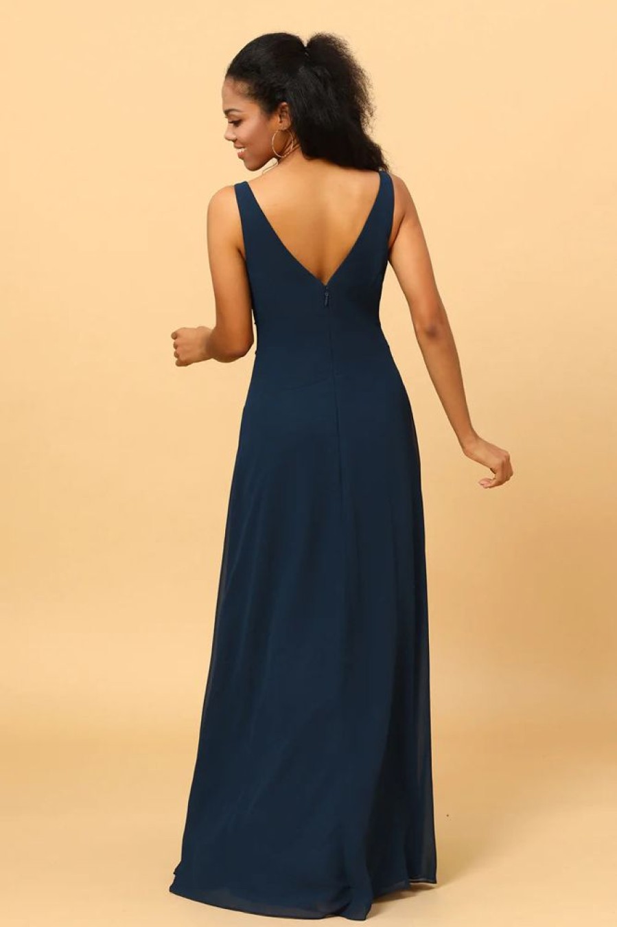 Homrain V-Neck Chiffon Bridesmaid Dress With Ruffles | Bridesmaid Dresses