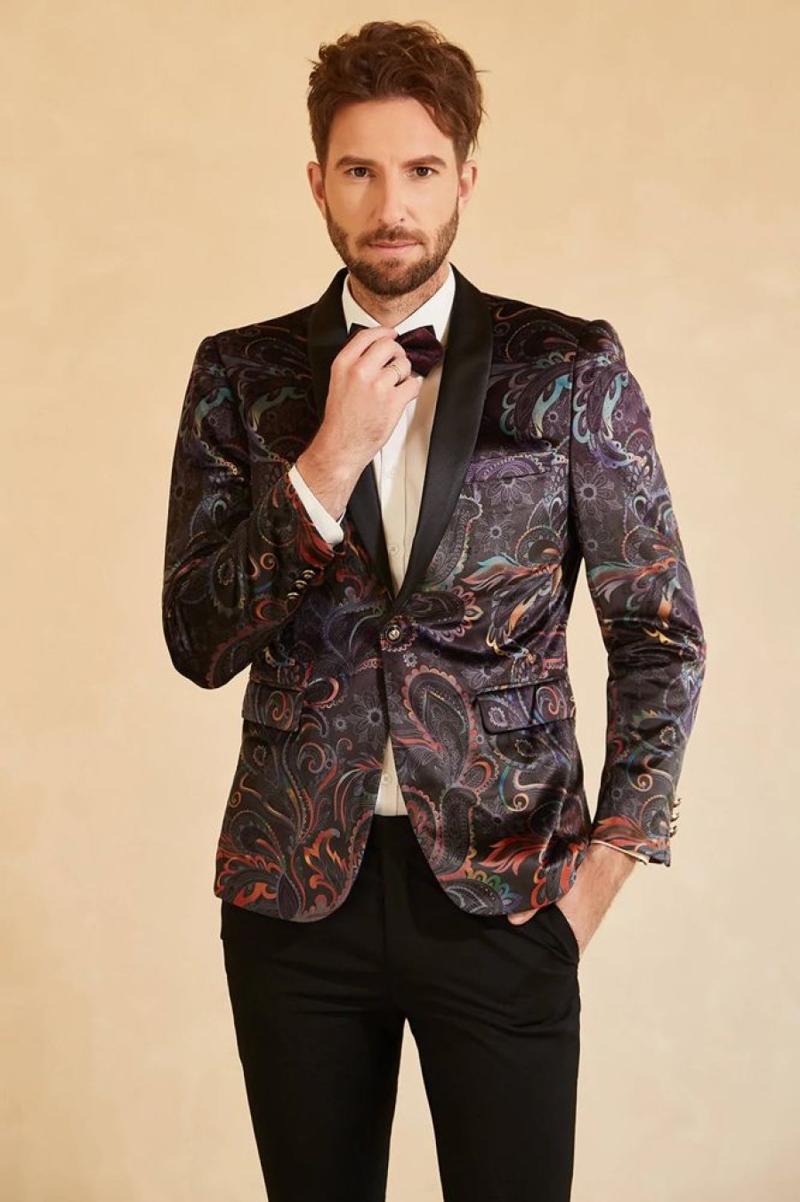 Homrain Jacquard Shawl Lapel One Button Men'S Prom Blazer | Men Blazers