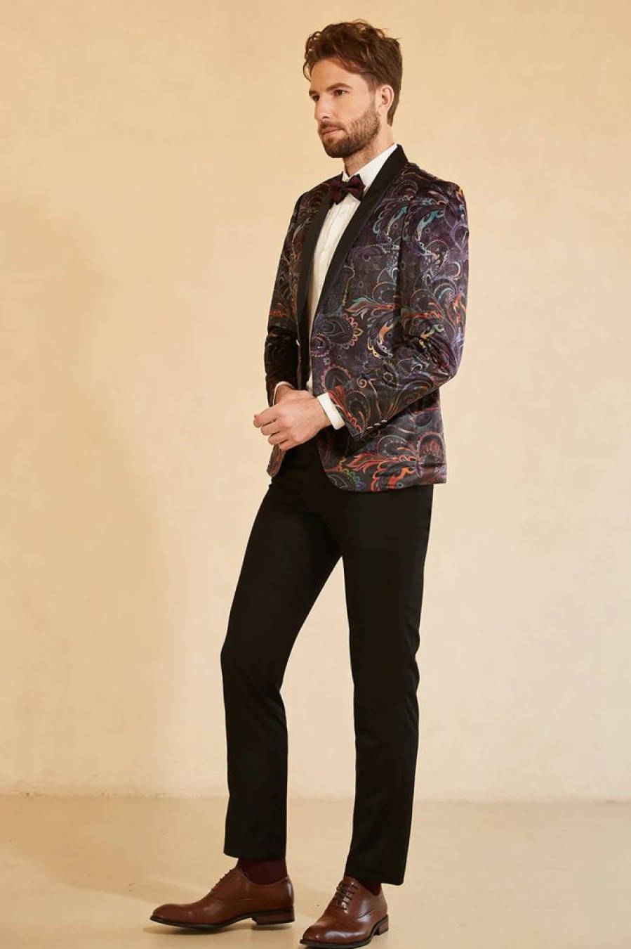 Homrain Jacquard Shawl Lapel One Button Men'S Prom Blazer | Men Blazers