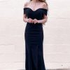 Homrain Mermaid Off The Shoulder Long Prom Dress With Train | Black Prom Dresses