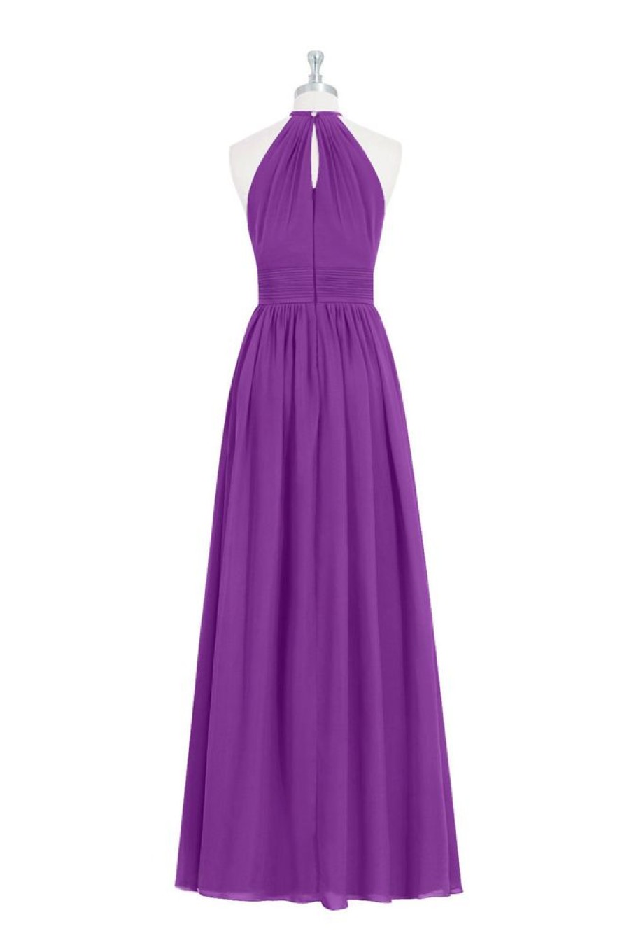 Homrain A-Line Round Neck Long Pleated Chiffon Boho Bridesmaid Dress | Wedding Guest Dresses