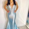 Homrain Sparkly Beaded Mermaid Long Prom Dress | Blue Prom Dresses