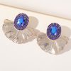 Homrain Oval Rhinestones Sparkly Floral Earrings | Earrings