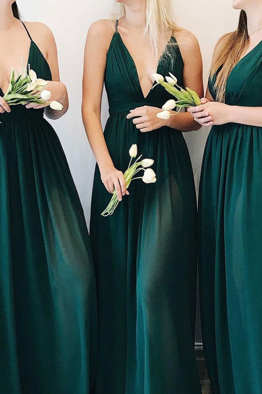 Homrain A-Line Pleated Long Chiffon Boho Bridesmaid Dress | Bridesmaid Dresses 2024