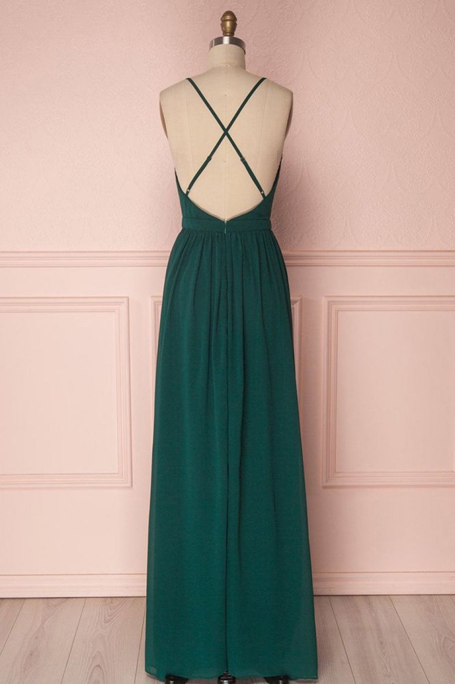 Homrain A-Line Pleated Long Chiffon Boho Bridesmaid Dress | Bridesmaid Dresses 2024