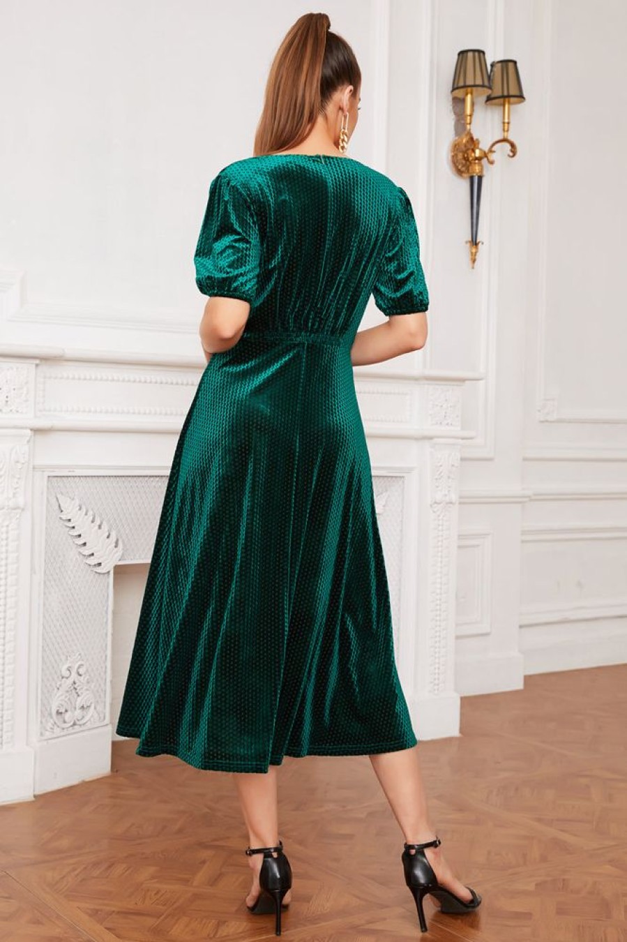 Homrain Green Velvet Party Dress | Green Hoco Dresses