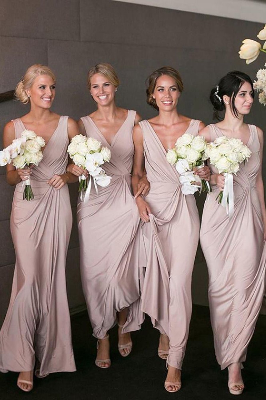 Homrain Fitted Spandex Draped Long Bridesmaid Dress | Boho Bridesmaid Dresses