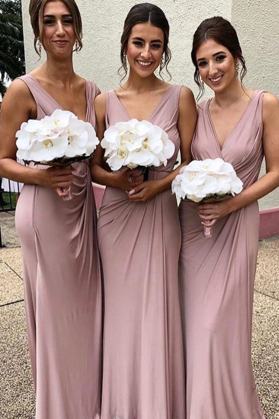 Homrain Fitted Spandex Draped Long Bridesmaid Dress | Boho Bridesmaid Dresses