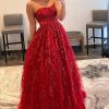 Homrain Sparkly Long Prom Dress With Pockets | Red Prom Dresses