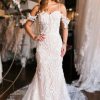 Homrain Cold Shoulder Long Train Mermaid Wedding Dress With Appliques | Lace Wedding Dresses