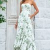 Homrain Asymmetrical Printed Long Wedding Party Dress With Strapless | Wedding Guest Dresses