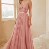 Homrain A Line Spaghetti Straps Bridesmaid Dress With Ruffles | Bridesmaid Dresses