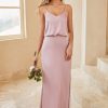 Homrain Spaghetti Straps Long Bridesmaid Dress | Dusty Rose Bridesmaid Dress