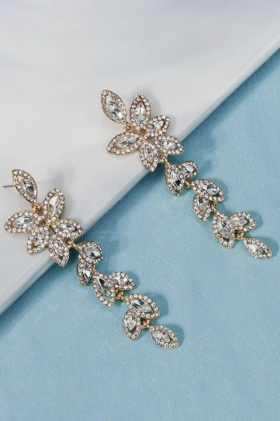 Homrain Vintage Simple Rhinestone Gold Leaf Earrings | Earrings