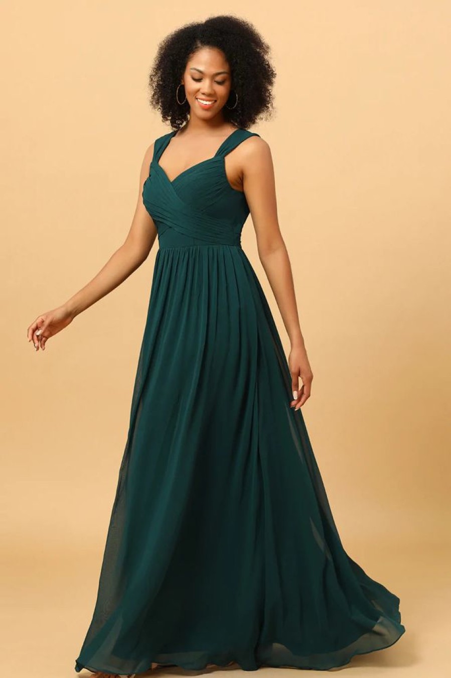 Homrain Chiffon Bridesmaid Dress With Ruffles | Boho Bridesmaid Dresses