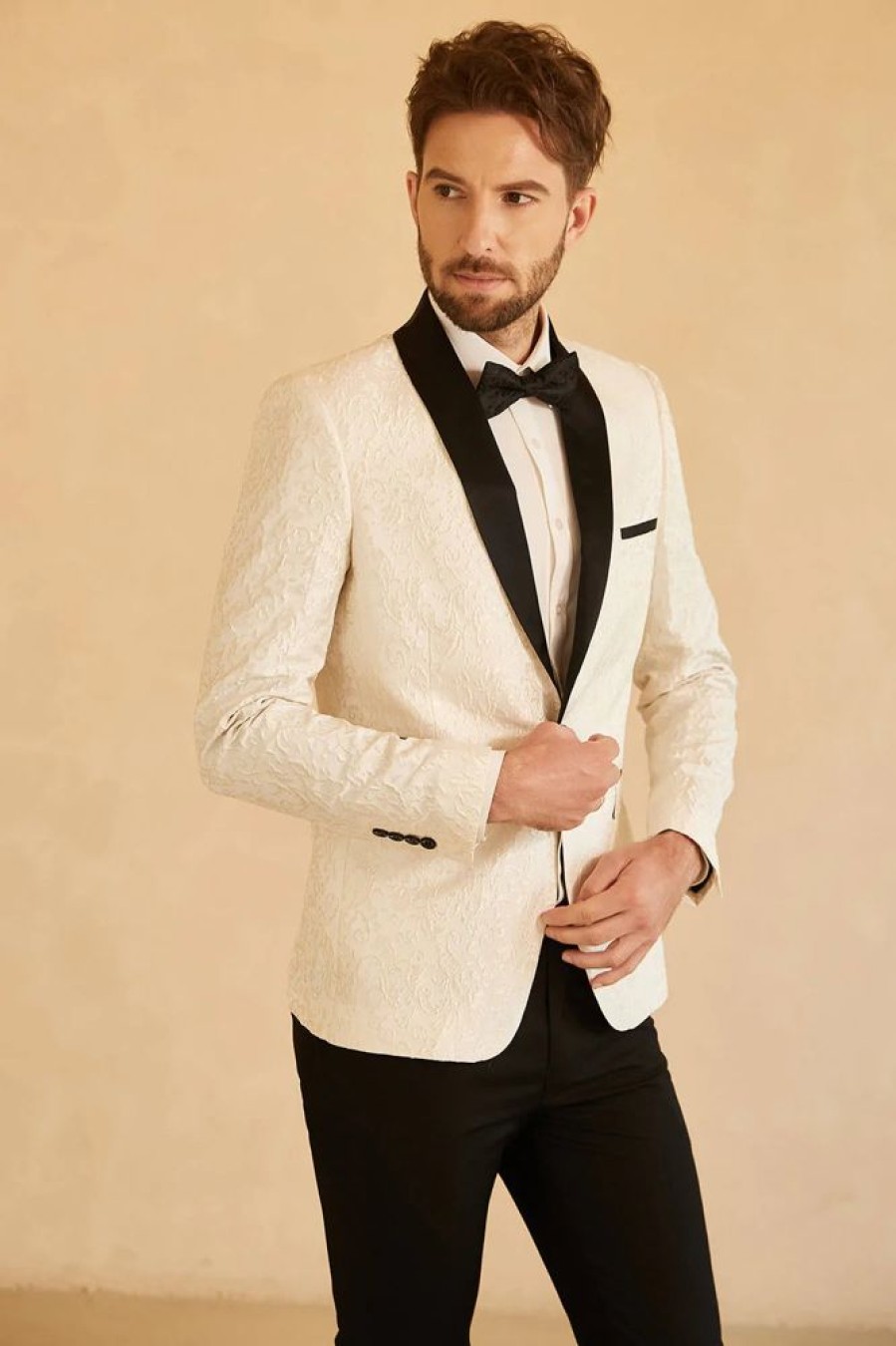 Homrain Shawl Lapel Jacquard One Button Men'S Prom Blazer | Men Blazers