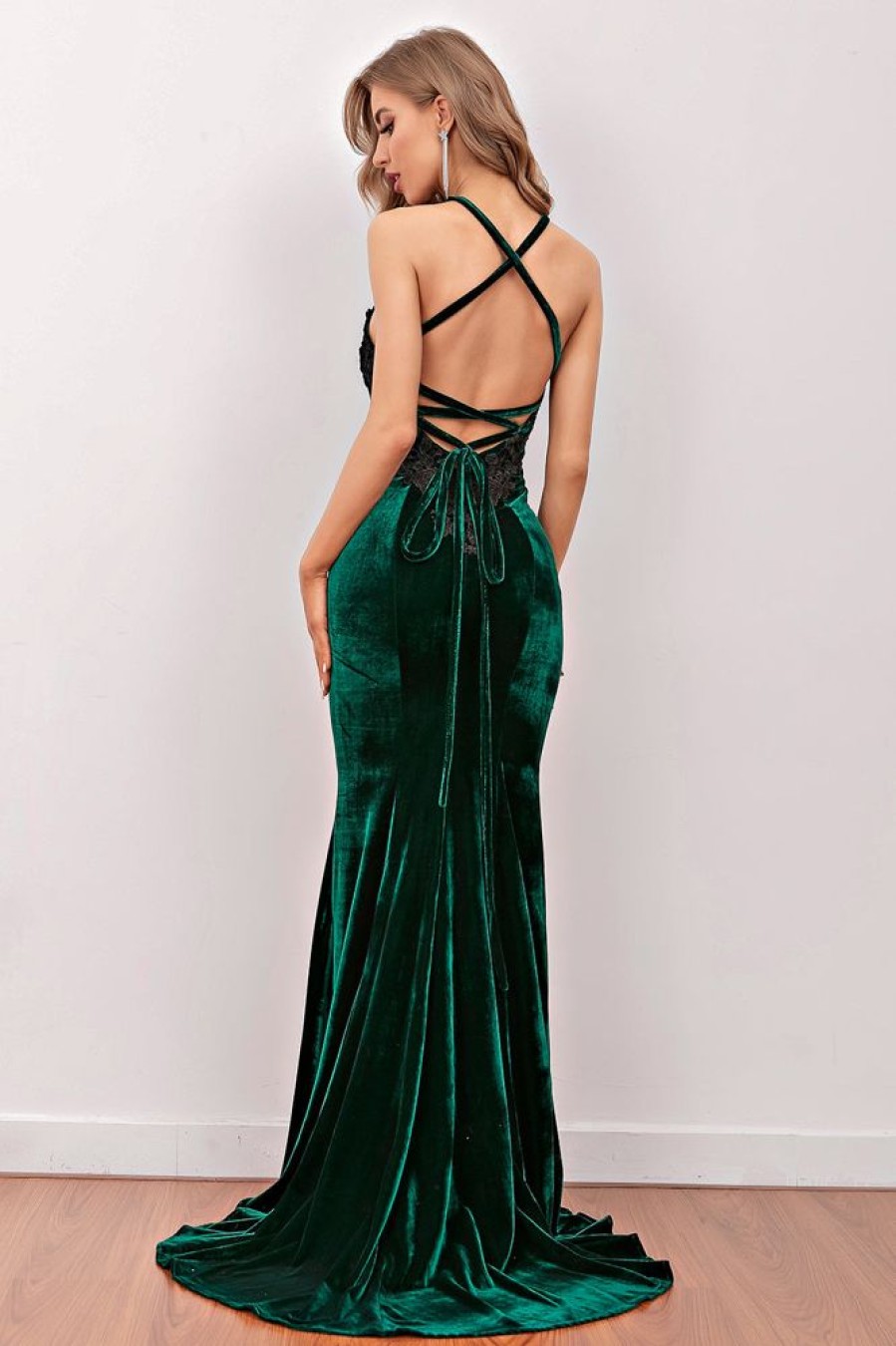 Homrain Mermaid Velvet Long Evening Dress | Green Prom Dresses