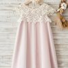 Homrain Round Neck Flower Girl Dress With Lace | Flower Girl Dresses