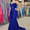 Homrain Beaded Sparkly Mermaid Corset Prom Dress | Blue Prom Dresses