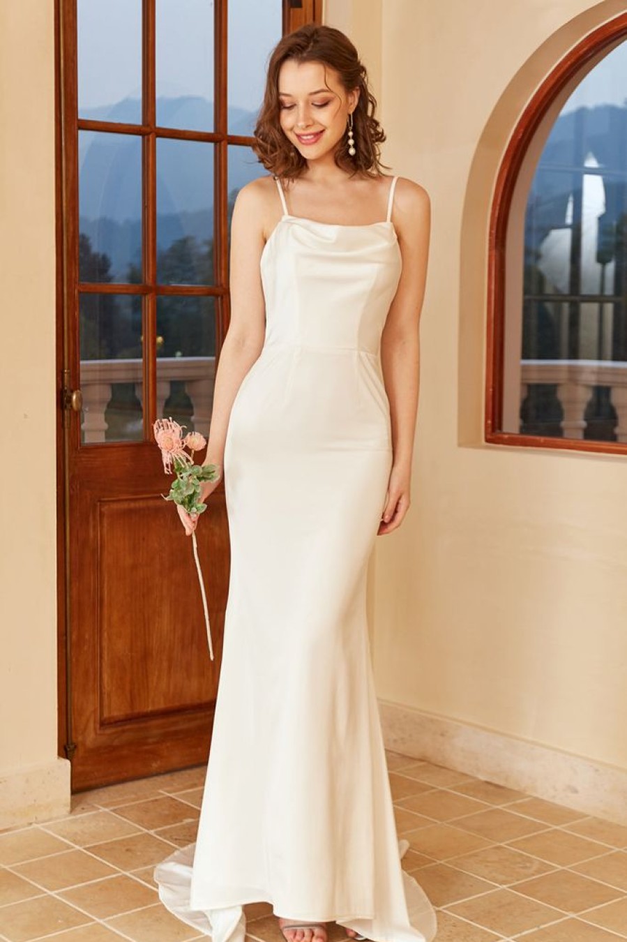 Homrain Spaghetti Straps Simple Wedding Dress | Simple Wedding Dresses