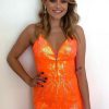 Homrain Sparkly Sequined Backless Tight Short Homecoming Dress | Orange Hoco Dresses