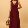 Homrain A-Line Chiffon Burgundy Bridesmaid Dress | Boho Bridesmaid Dresses