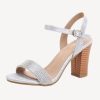 Homrain Rhinestone One Strap Chunky High Heel Sandals | Shoes