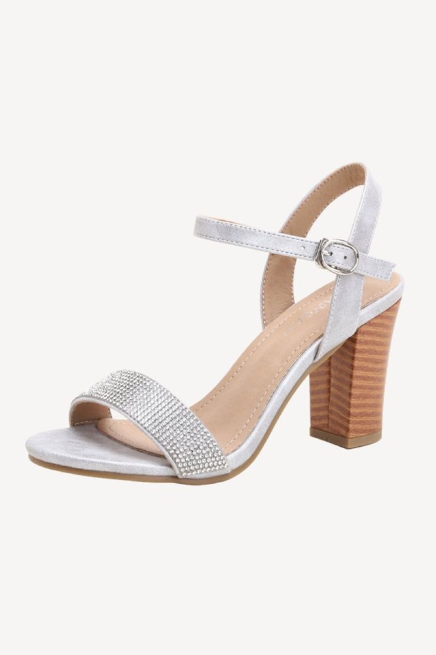 Homrain Rhinestone One Strap Chunky High Heel Sandals | Shoes