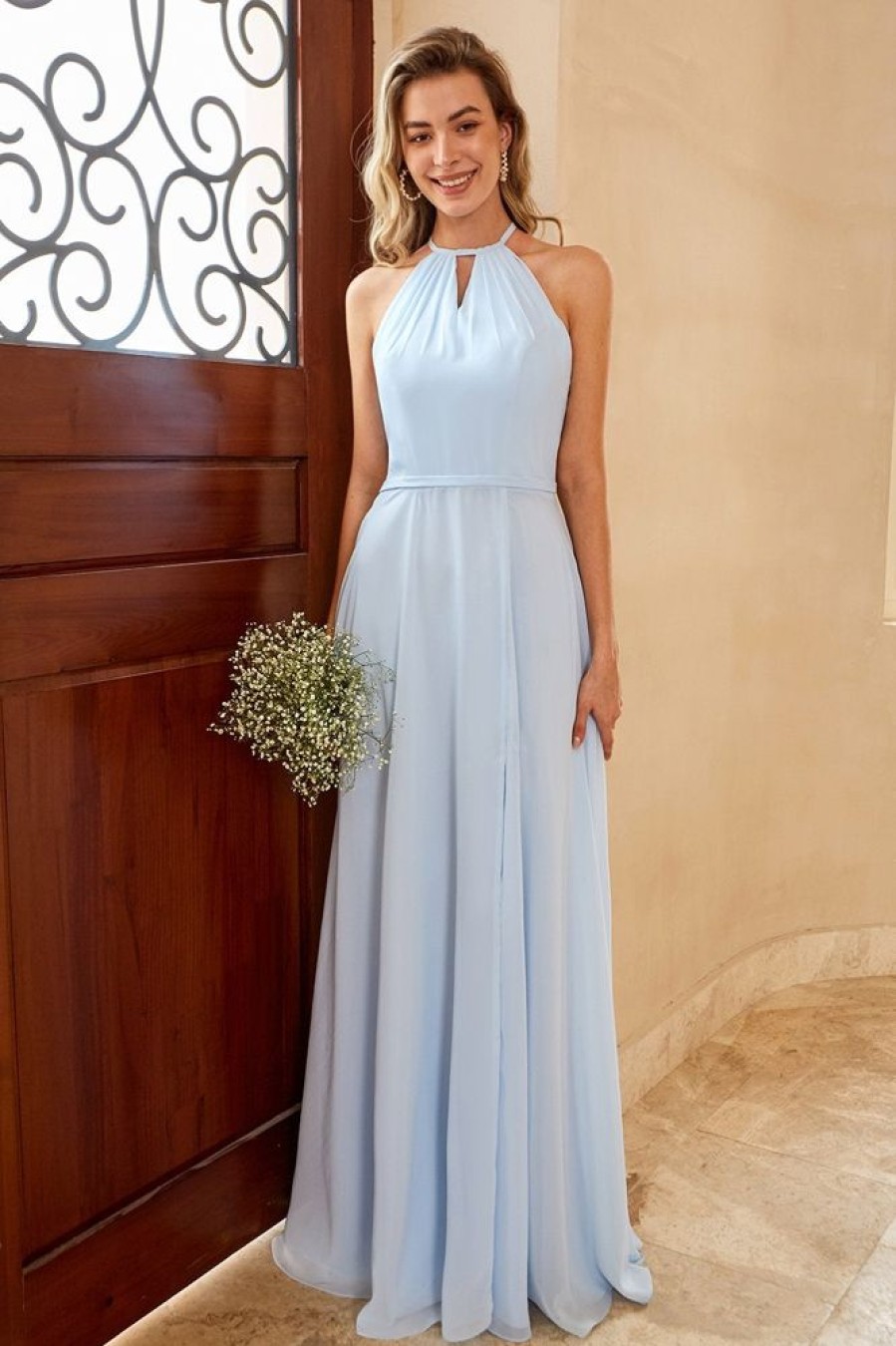 Homrain Long Chiffon Bridesmaid Dress With Slit | Bridesmaid Dress Under 100