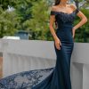 Homrain Off Shoulder Sequins Prom Party Dress | Blue Prom Dresses