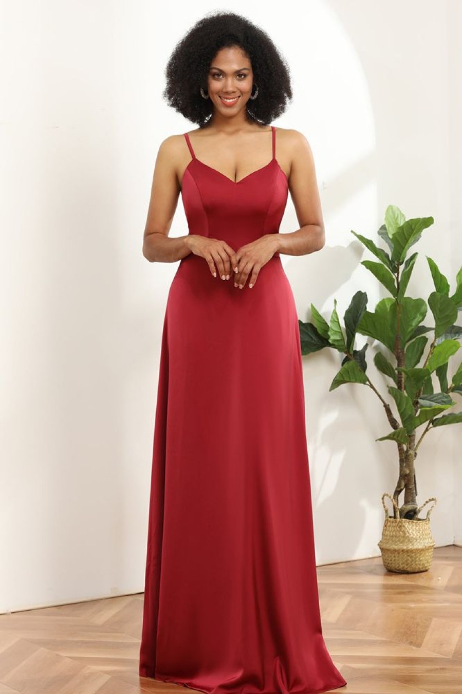 Homrain Satin Lace-Up Back Bridesmaid Dress | Wedding Guest Dresses