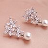 Homrain Flower Pearl Rhinestone Earrings | Earrings