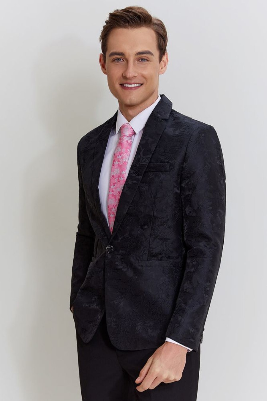 Homrain Jacquard Satin Notched Lapel Homecoming Blazer | Prom Suits