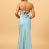 Homrain Grey Blue Satin Mermaid Bridesmaid Dress | Dusty Blue Bridesmaid Dress