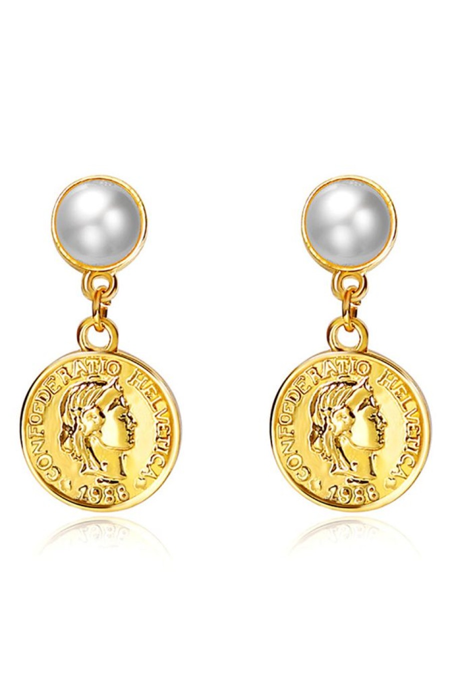 Homrain Pearls Coin Shaped Earrings For Party | Earrings