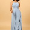 Homrain Halter Chiffon Blue Bridesmaid Dress With Ruffles | Boho Bridesmaid Dresses