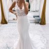 Homrain Mermaid Deep V-Neck Long Wedding Dress With Lace | Lace Wedding Dresses