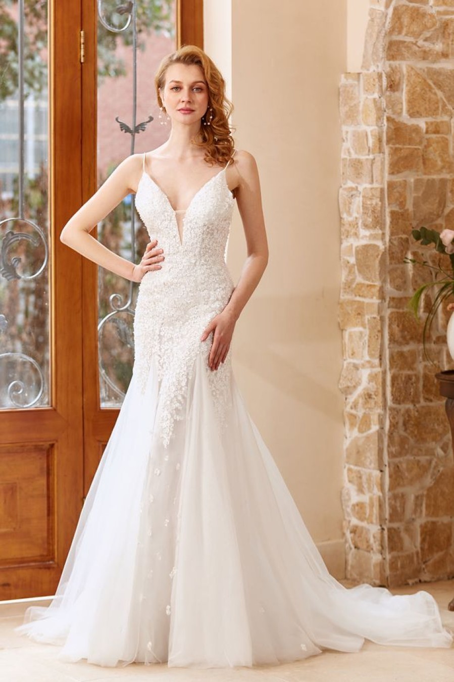 Homrain Mermaid Chruch Sweep Train Wedding Dress | Mermaid Wedding Dresses