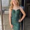 Homrain Sparkly Corset Sequins Sleeveless Tight Homecoming Dress | Green Hoco Dresses