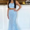 Homrain Two Piece Mermaid Blue Prom Dress | Blue Prom Dresses