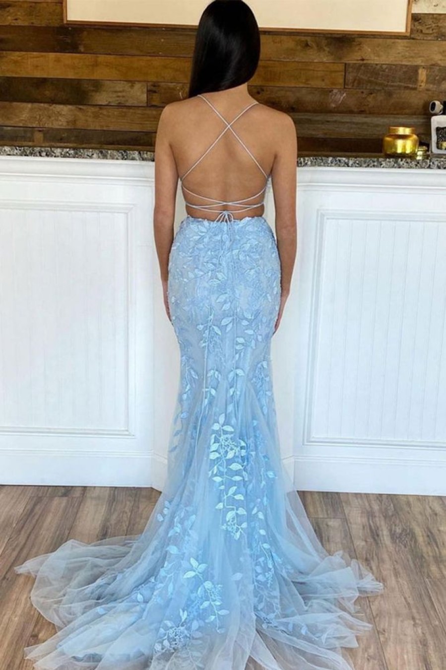 Homrain Two Piece Mermaid Blue Prom Dress | Blue Prom Dresses